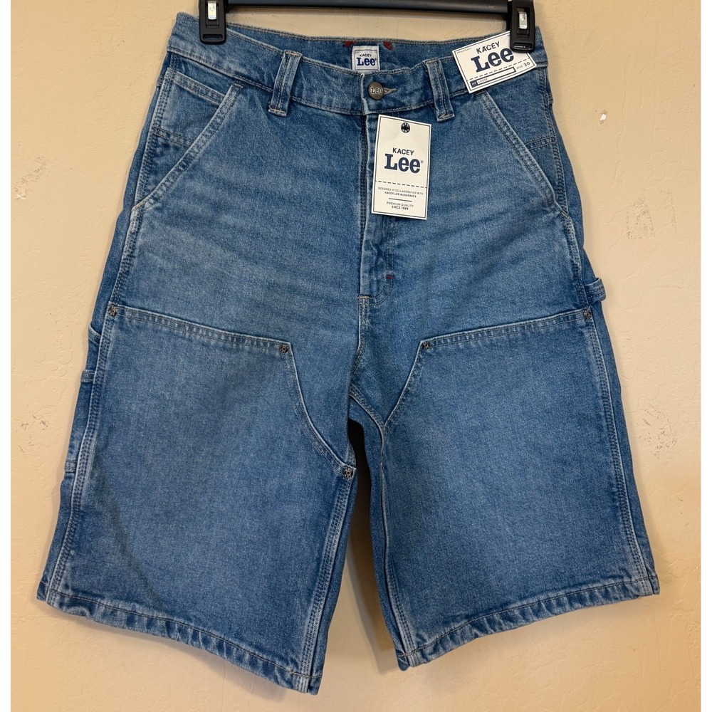 Lee Kacey Musgraves Carpenter Shorts Men 30 Blue Loose Fit Double Knee Denim NEW